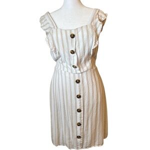 Crystal Doll Cream Sundress Sleeveless Scoop Neck